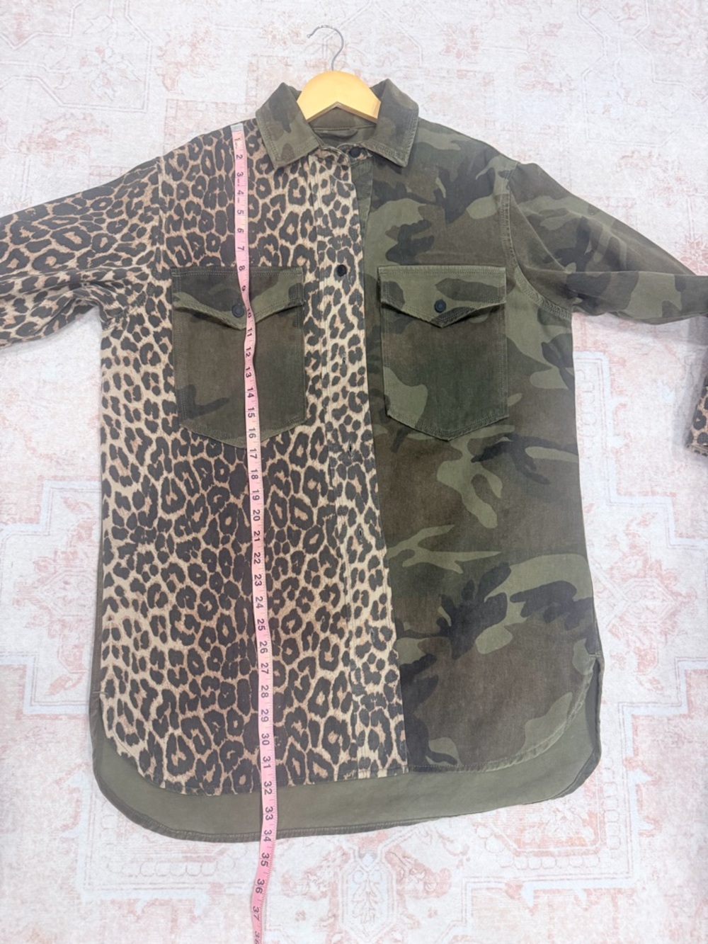 All Saints Lily Camo & Leopard Long Sleeve Shirtdress - Picture 9 of 9